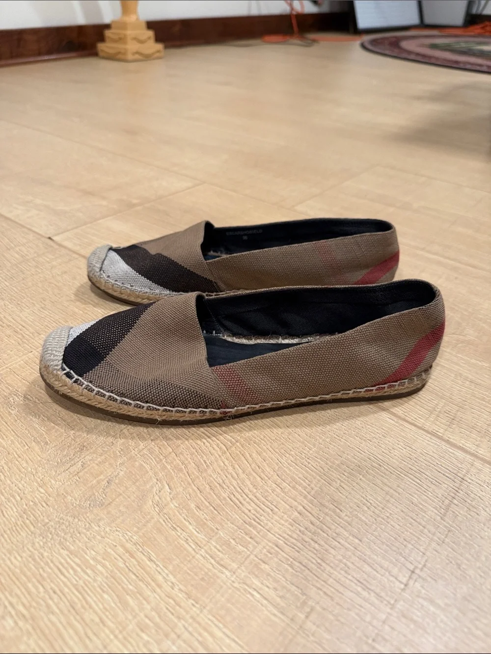 Burberry Hodgeson Check Espadrille Flats